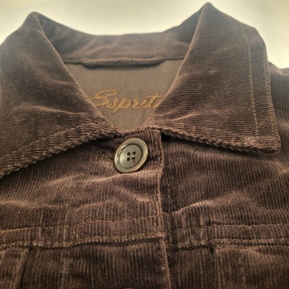 Esprit Corduroy Trucker Jacket Size 8 Cotton Spandex Brown Casual Jacket - Picture 6 of 14